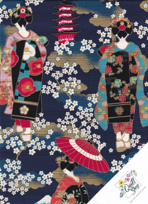SATIN JAPAN STOFF Geisha "Shikisai Monyou"  Nr. 231048 – Bild 3