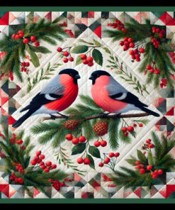 STOFFPANEL "Wintergruß der Dompfaffen"  DREAMCATCHER  Nr. 250914