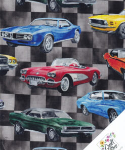 AMERIKANISCHE OLDTIMER und SPORTWAGEN "Road Runners" Stoff  Nr. 260330 – Bild 2