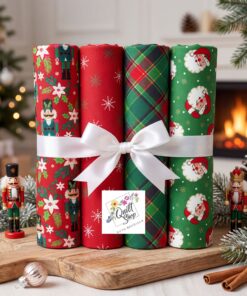 SPAR-SET WEIHNACHTEN "Rot & Grün" 4 FQ Stoffpaket Nr. 260612